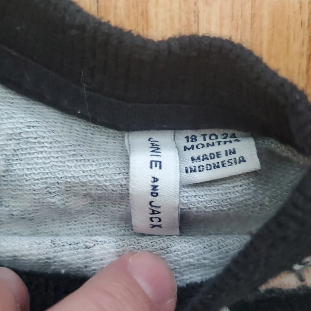 Janie & Jack Floral Puff Sleeve French Terry Black Sweatshirt Girls‎ Size 18-2M